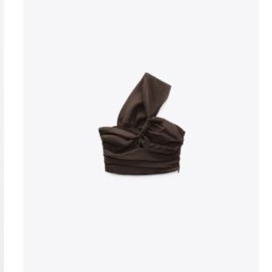 Zara linen blend crop top in brown NWT size small